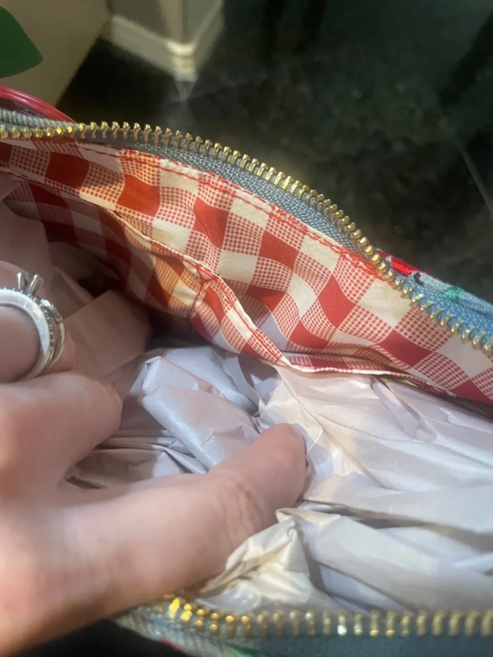 Betsey Johnson XoX Denim and Cherry Hobo Bag - Picture 9 of 10